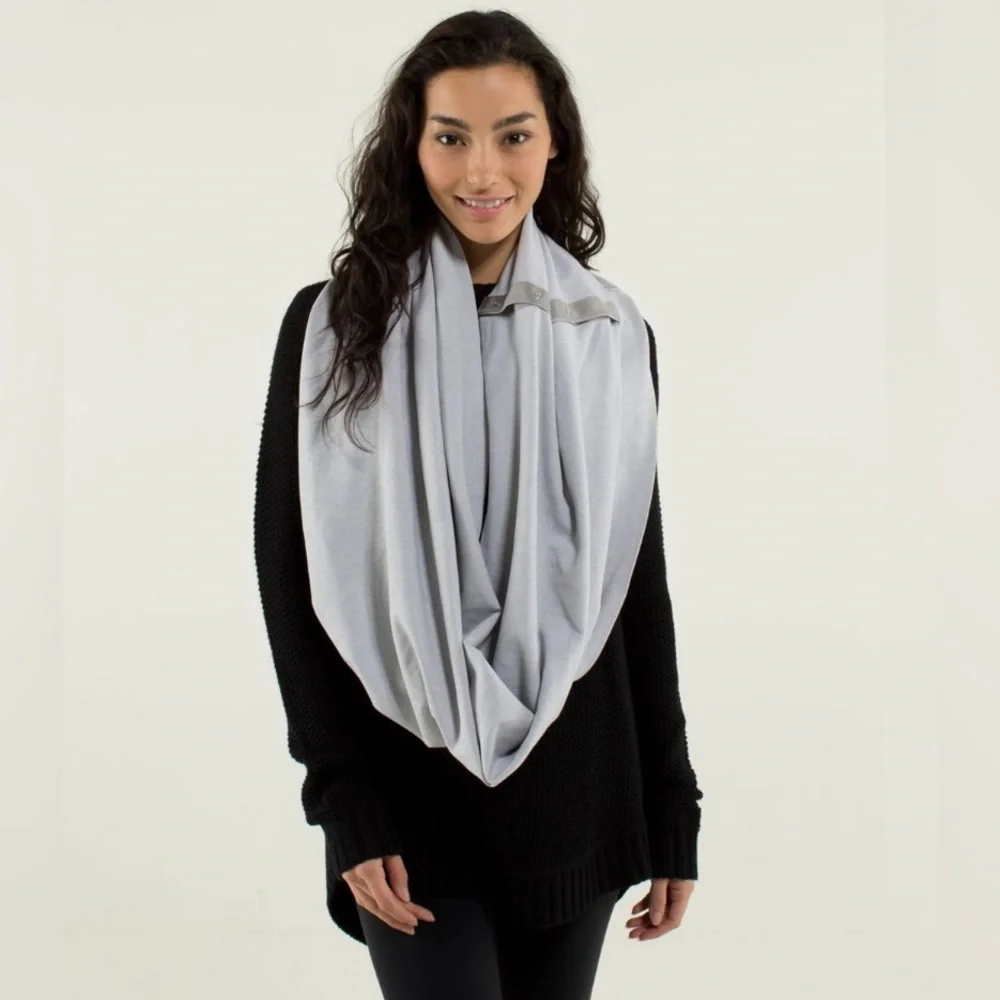 Lululemon🍋 Vinyasa Scarf Rulu Wee Stripe White Heathered Grey/White Stripe - Picture 2 of 15